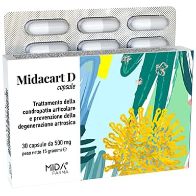 MIDACART D Capsule | Collagene Idrolizzato per Articolazioni, Cartilagini, Artrosi | Per dolori articolari e ossei | con Vitamina D3 e Sodio Jaluronato (Acido Ialuronico) | 30 Capsule