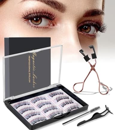 Ciglia Finte Magnetiche, Ciglie Magnete Ultrasottili, Leggeri, Con Eyelashes Clip, Facili Da Indossare, 3D Magnet Eyelashes Senza Eyeliner, Fake Lashes Magnetic Naturale Riutilizzabili