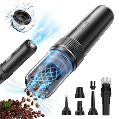 Aspirabriciole Senza Fili, 21000Pa 5 in 1 Aspirapolvere Auto Portatile,Aspiratore e Soffiatore con Motore Brushless,USB C Mini Aspirapolvere Potente per Auto Casa Ufficio Peli di Domestici