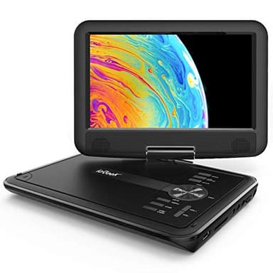 ieGeek 11.5" Lettore DVD portatile con lo schermo girevole a 360° per protezione occhi LCD, batteria ricaricabile potenziata di 5 ore, riproduzione memoria supportata, riproduzione loop - Nero