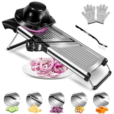 MASTERTOP Mandolina Affettatrice Professionale, Mandolina Giapponese per Verdure, Mandoline Vegetale Regolabile con Lame Affilate, Affetta Verdure Cucina in Acciaio Inox per Patate, Carote, Cipolle