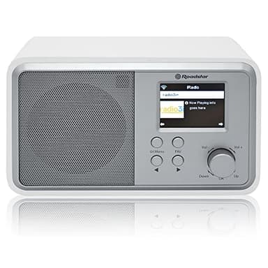 Roadstar IR-390D+BT/WH Radio Internet Wi-Fi e Digitale DAB/DAB+/ FM, Bluetooth, Caricatore USB, Telecomando, Connessione per Cuffie, Doppia Sveglia, Bianco