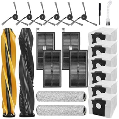 Confezione da 22 accessori di ricambio per Dreame Aqua10 Ultra Roller / Aqua10 Ultra Roller Complete Cleaner, 2 spazzole principali, 2 tamponi per mocio a rullo, 4 filtro, 6 spazzole laterali, 6