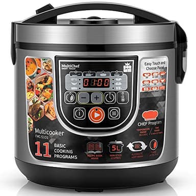 ForMe Pentola Multiuso Cuociriso 5L I Multifunzione 860W I 11 Funzioni Programmabili Funzione Keep Warm I Timer di Ritardo I Pannello LED Multicooker