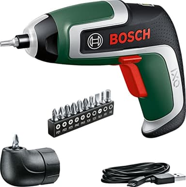 Bosch Avvitatore a batteria Bosch IXO, 7a generazione, 3,6 V, 2,0 Ah, 5,5 Nm, con cavo micro USB, incluso attacco angolare, vite fino a 190 viti, in scatola, Edizione Amazon