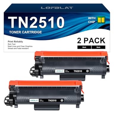 LOFBLAT TN2510 TN2510XL Toner compatibile per Brother TN-2510 TN-2510XL per Toner Brother MFC-L2800DW HL-L2400DW MFC-L2827DW MFC-L2835DW MFC-L2860DW DCP-L2620DW DCP-L2665DW DCP-L2660DW (Nero, 2-Pack)