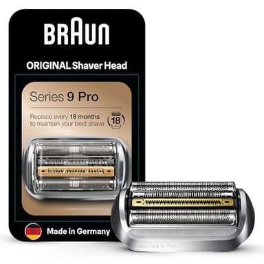 Braun Series 9 Rasoio Elettrico Barba Testina di Ricambio Originale, Parte di Ricambio Compatibile con il Rasoio da Uomo Series 9 Pro, 94M, Argento
