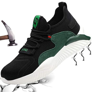 S3 Scarpe Antinfortunistiche 43 Uomo Safety Shoes for Work Punta in Acciaio Scarpe da Lavoro Unisex Estive per all'aperto Ultraleggeri Traspiranti Sneakers Antinfortunistiche Verde