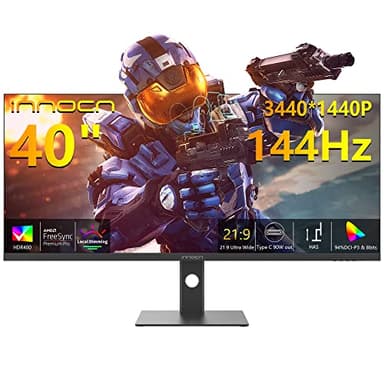 INNOCN Monitor Gaming 40 Pollici - Ultrawide 144Hz WQHD 3440 x 1440P, IPS, Freesync/G-Sync Compatible, HDR, 100% sRGB, (USB C 90W,HDMI,DP) Height Adjustable