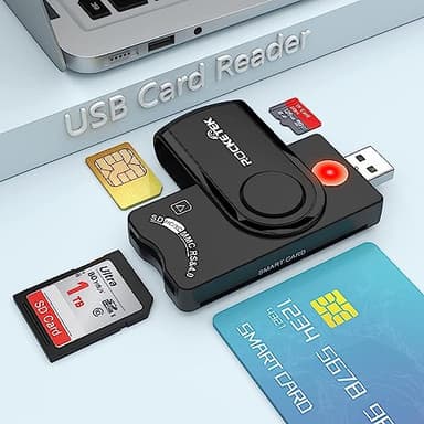 Lettore Smart Card Firma Digitale 4 in 1 USB Lettore di SD per SD/SDXC/SDHC/Micro SD/TF/MS/MMC/UHS-1/SIM Card Tessera Sanitaria,cns carta nazionale dei servizi, attivazione spid,CAC Dod