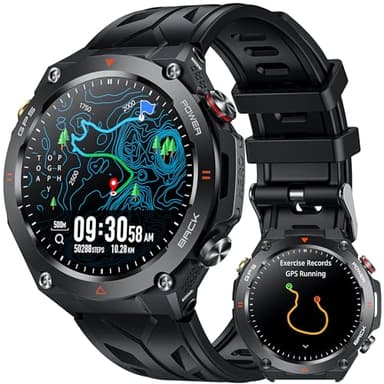 Smartwatch Uomo con GPS orologio Chiamate: 1,45" Fitness Smart Watch Impermeabile con AI Controllo Vocale Bluetooth Monitoraggio Sonno 650mAH Batteria 100+ Modalità Sportive Compatibile iOS Android