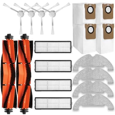 JINDEHUI Kit Accessori di Ricambi per Dreame D10 Plus RLS3D / Z10 PRO RLS5D / L10 Plus Robot Aspirapolvere, 2 Spazzola Principale, 4 Spazzole Laterali, 4 Filtro Hepa, 4 Panni Mop, 4 Sacchetti