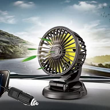 Nircho Mini Ventilatore Auto 12V elettrico 360 Rotante, Forte, Condizionatore Vento Automobile, Portatile, Con Presa Accendisigari per Camion, SUV, Ufficio