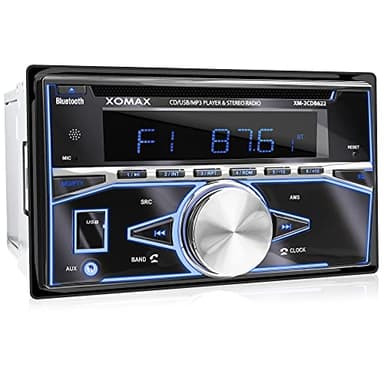 XOMAX XM-2CDB622 Autoradio con lettore CD, Bluetooth, USB, SD, AUX, 7 colori impostabili per l'illuminazione (blu, rosso, giallo, viola, rosa, verde, bianco, turchese), 2x Uscita subwoofer, 2 DIN