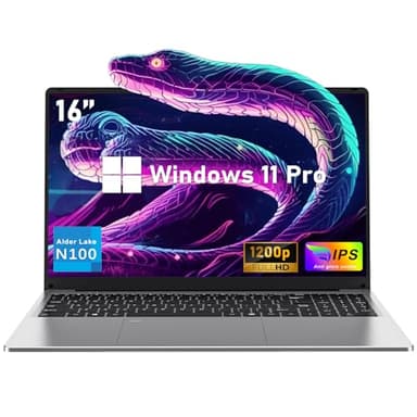 NIAKUN PC Portatile Notebook, 16 Pollici RAM 16GB+SSD 1TB Laptops, Processor N100 Notebook, fino a 3.4Ghz Full HD 1920x1200P, Computer Portatile Tastiera Retroilluminata, USB 3.0, 6000mAh
