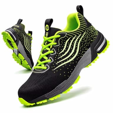 Scarpe Antinfortunistiche Uomo Scarpe da Lavoro Donna Leggere con Punta in Acciaio Traspiranti Scarpe Sicurezza Comode Antiscivolo Sneaker Industriali Verde 36