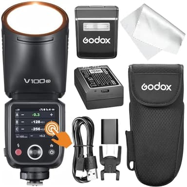Flash GODOX V100 N per Nikon, V100N 100W touchscreen con Global Shutter, TTL HSS 1/8000s, Versione aggiornata del GODOX V1 Pro, Compatibile con Nikon Z6 III, Z50 II, D7500, Z8, D850 etc