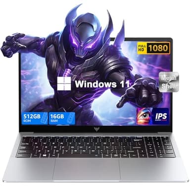 ACEMAGIC Computer portatile, computer portatile Windows 11, laptop SSD DDR4 da 16 GB da 512 GB, processore Intel Quad-Core, angolo aperto a 180°, lunga durata della batteria, guscio in metallo, WiFi,