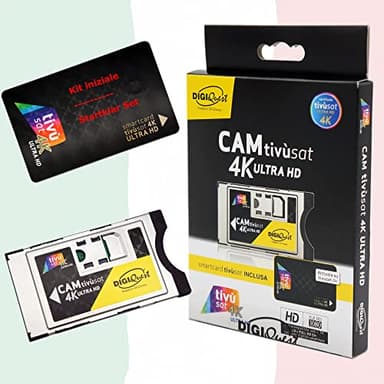 TiVuSat DIGIQuest - Scheda UHD nera 4K UHD e EasyMouse 4K Ultra HD SmartCam di DIGIQuest - Modulo UHD CI+ nero incluso, TiVuSat 4K UHD, canali Italiani HD/4K via satellite Eutelsat HotBird 13,0° est