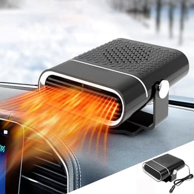 DAZZTIME Stufetta Portatile per Auto,12V 150W Riscaldatore per Auto,2 in 1 Auto Riscaldamento Sbrinatore Parabrezza,Portatile Riscaldatore per Auto,Sbrinatore Riscaldamento Auto,Auto Demister