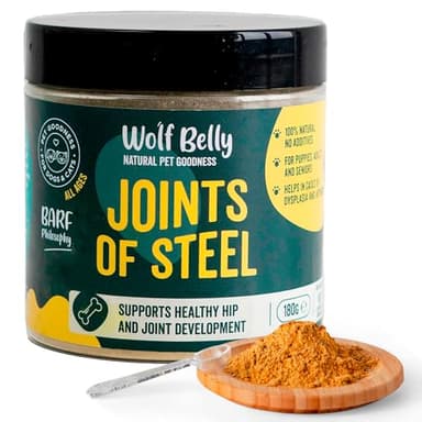 Wolf Belly - Integratore Articolazioni Cane e Gatto 100% Naturale (180 g) Condroprotettore con Cozza Verdi e MSM in Polvere, Antinfiammatorio per Razze Grandi e Anziani con Artrosi - Prodotto in UE