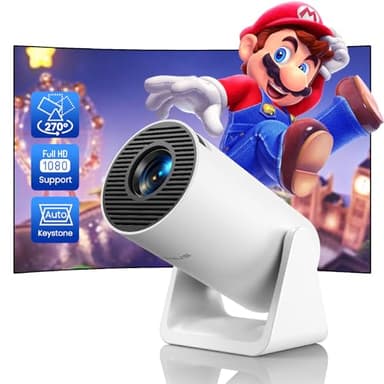 Mini Proiettore【Auto Keystone & Tiro Corto】18000 Lumen WiFi Bluetooth Portatile Videoproiettore Supporto 1080P Full HD, WiMiUS Proiettore Soffitto 270° Ruotabile, Proiettore da Esterno, Zoom/HDMI/USB