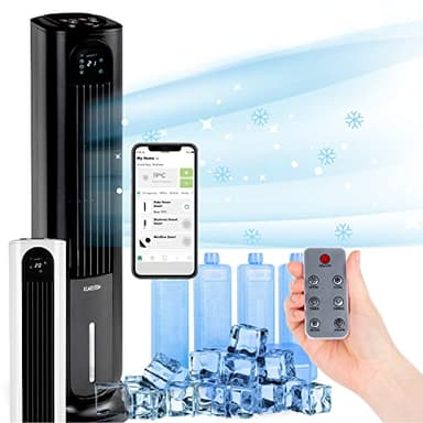Klarstein Condizionatore Portatile Senza Tubo 85W, 5in1, Umidificatore, Climatizzatore Portatile Silenzioso con Night Mode, Ionizzatore, Ventilatore Aria Fredda, Raffrescatore 3306m³/h, Serbatoio 7L