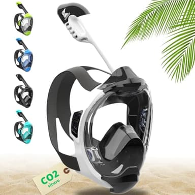 Khroom Maschera da Snorkeling sicura CO2 Maschera a Pieno facciale | Maschera Subacquea per Adulti e Bambini | Maschere da immersione | Seaview Y (L/XL bianco)