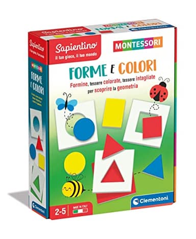 Clementoni Sapientino Montessori - Forme e Colori, Gioco Educativo Bambini 2-5 Anni, Flashcard Ispirate al Metodo Montessoriano per Imparare Forme e Colori, Made in Italy, Lingua Italiana, 16724