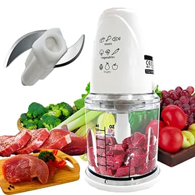 MAKA Tritatutto da Cucina Elettrico Tritacarne Passapomodoro 500 ml 260W Frullatore Multifunzione Mixer 2 Velocità Motore Potente Robot per Frutta Carne Pesce Spezie BPA Free Lame in Acciaio Inox