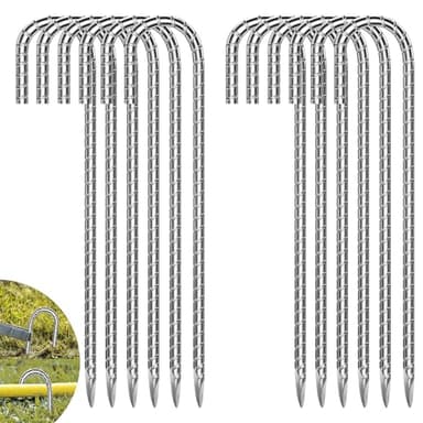 12 Pcs Picchetti Della Tenda, 30cm Picchetti da Campeggio Filettati, Chiodi del Trampolino Picchetti in Acciaio Filettati Paletti da Giardino Adatto per Campeggio, Trampolini, Teloni, Tende da Sole