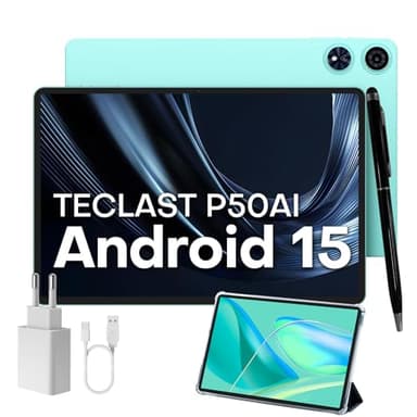 TECLAST P50AI Tablet 11 Pollici 90Hz Tablets Android 15, New AI Algorithm, 2GHz Octa-Core, 16GB RAM 128GB ROM/4TF, HDMI-TypeC/PC Mode/13MP/7000mAh/Widevine L1/BT5.4, Tablet con Penna+Custodia, 2025