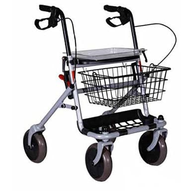 TERMIGEA Deambulatore, Rollator Pieghevole Per Anziani, Disabili E Malati, Sedile In Plastica Con Vassoio, Cestino Portaoggetti E Porta Bastone