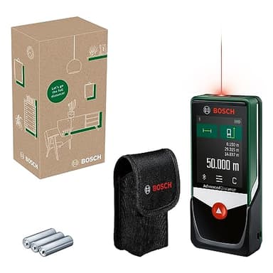 Bosch AdvancedDistance 50C distanziometro laser (misura distanze con precisione fino a 50 m, display touch, funzioni di misurazione con assistenza integrata, in scatola di cartone E-Commerce)
