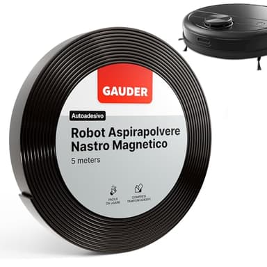 GAUDER Nastro Perimetrale per Robot Aspirapolvere| per Neato, Xiaomi, Miele, Vorwerk e Tesvor | Strisce Magnetiche per Robot Aspirapolvere (5M)