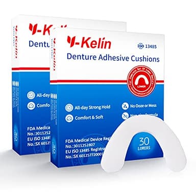 Y-Kelin Cuscino adesivo per protesi inferiore Denture Adhesive- 30 pezzi per scatola (2 pacchi)