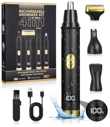 TIDEVAN Taglia Capelli Naso Rifinitore per Naso Taglia Hair Naso e Orecchie, 4 in 1 Tagliacapelli Professionale Indolore Ricaricabile via USB, Impermeabile IPX7 Elettrico,Per Uomini E Donne