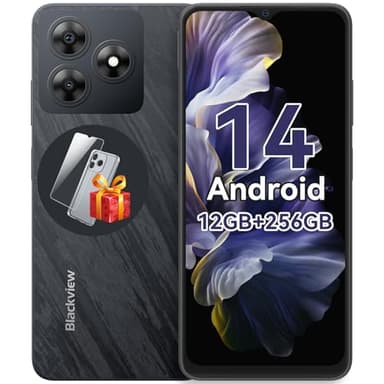 Blackview Android 14 Smartphone Gemini AI, 256GB+12GB 2TB TF,6,56" 90Hz Display, Octa-Core Telefono, 5000mAh, Fingerprint/Face ID/FM/OTG/GPS/3.5mm Jack/Dual SIM