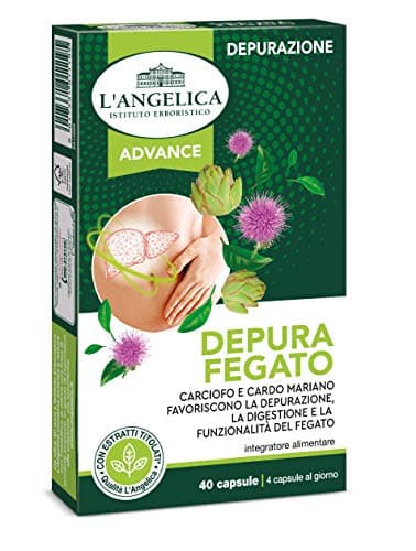 L'Angelica, Integratore Detox Fegato a base di Curcuma, Carciofo e Cardo Mariano, Effetto Depurativo Fegato, Senza Glutine, Senza Lattosio, Vegan, 40 Capsule