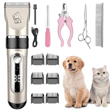 NWOUIIAY Kit Tosatrice Professionale per Cani Tagliacapelli Animali Gatto Ricaricabile Tosatore Elettrico per Impermeabile IPX7 Lavabile Ricaricabile