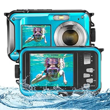 Macchina Fotografica Subcquea,Aomdom Full HD 2.7K 48MP Fotocamera Subacquea Digitale Zoom Digitale 16X Macchina Fotografica Subacquea Bambini Doppio Schermo