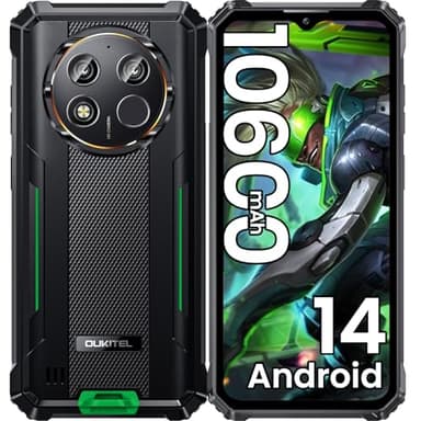OUKITEL WP28E Rugged Smartphone Android 14 2024-10600mAh Telefono Indistruttibile, 16GB+64B/1TB Telefono Rugged, 6.52" HD Celluare Antiurto, 13MP Rugged Phone, 4G Dual SIM,GPS/OTG/NFC, Verde