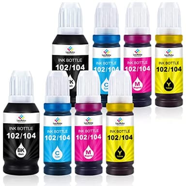LeciRoba E-104 per epson 104 103 102 Ecotank Multipack use with ET-2710 ET-2711 ET-2712 ET-2714 ET-2715 ET-2720 ET-2721 ET-2726 ET-2810 ET-2810 5 ET-2 820 ET-2821 ET-2825 ET-2826 ET-4700 ET-4800 (8PK)