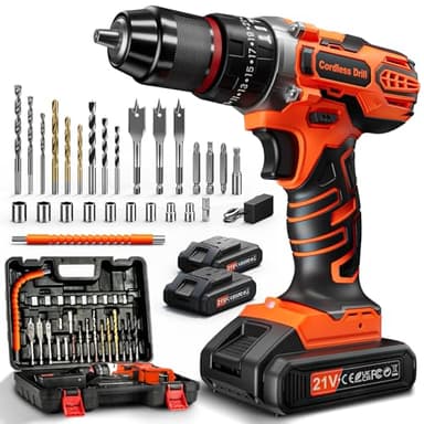 21V Avvitatore a Batteria, Trapano a Percussione 45Nm Max con 2 Batteries 2.0Ah, 25+3 Coppie, 2 Velocità, LED Luce, 29 Accessori,multifunzionale Trapano Avvitatore a Percussione Per Casa Progetto