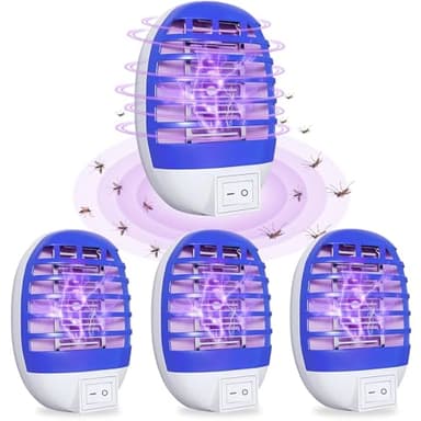 PQETBV 4PCS Trappola per Zanzare Elettrica, UV Lampada Antizanzare Elettrica, Risparmio Energetico Elettroinsetticida, Insetticida Lampade Zanzariere per Casa Giardino Interno Esterno Cucina