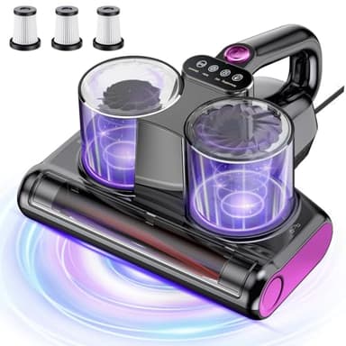 Aspiratore Antiacaro per Materassi Aspirapolvere Antiacaro Potenza di Aspirazione 16Kpa Aspirapolvere da Letto con Luce UV-C con 3 Filtri HEPA Tecnologie a Rullo con Spazzola Termica ad Ultrasuoni