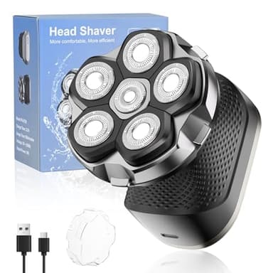 Rasoio Testa Calva Uomo, Rasoio Elettrico Barba, Rasoio a testine Rotanti al litio, 6D Rasoio Capelli Uomo Testa con Rasoio Testa Magnetiche, Wet & Dry 100% Lavabile, USB Ricaricabile Senza Fili