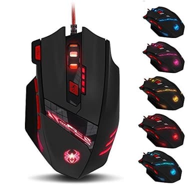 zelotes Mouse Gaming Cablata,9200DPI,8 Pulsanti Programmabili,Pesi Regolabili,RGB,Prestazioni Elevate,Design Ergonomico,Mouse da Gioco con Filo USB per PC,Mac,Laptop,Nero