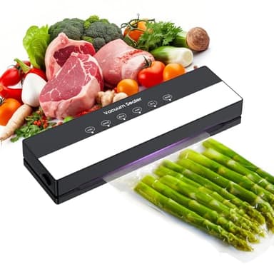 Macchina Sottovuoto Alimenti 5 in 1 con, Automatica Sigillatore Sottovuoto Macchina per Alimenti Secchi che Umidi con 30 Sachetti Sottovuoto Design compatto Vuoto Veloce-nero (2, Nero5 In 1)