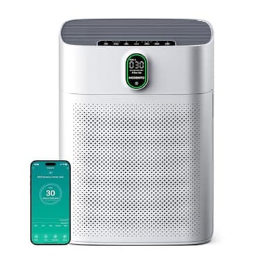 MORENTO Purificatore d'aria Intelligente Per La Casa Camere Grandi Fino a 1076 ft², Compatibile Wi-Fi e Alexa, Display Della Qualità Dell'aria PM2.5, Modalità Automatica, Silenziosa 24dB (Bianco)